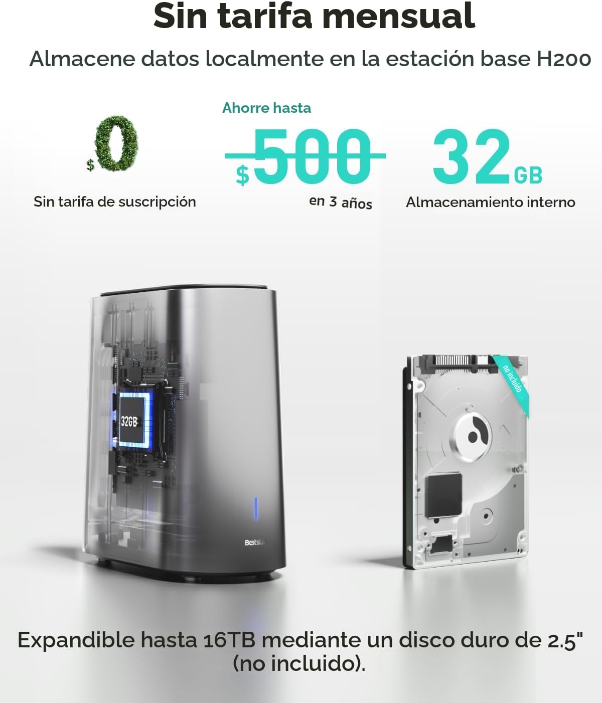 BOTSLAB - Cámara de seguridad inalámbrica 4K para exteriores-Dos cámaras