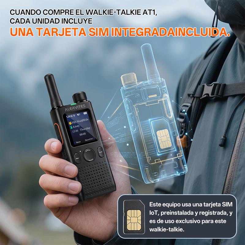 (FABRICADO POR BAOFENG) AT1 Walkie Talkie PoC 4G con app móvil gratuita de por vida. Comunicación privada de larga distancia, control en segundo plano, historial de chat encriptado y alcance de más de 10,000 millas. Ideal para trabajo, seguridad, logístic