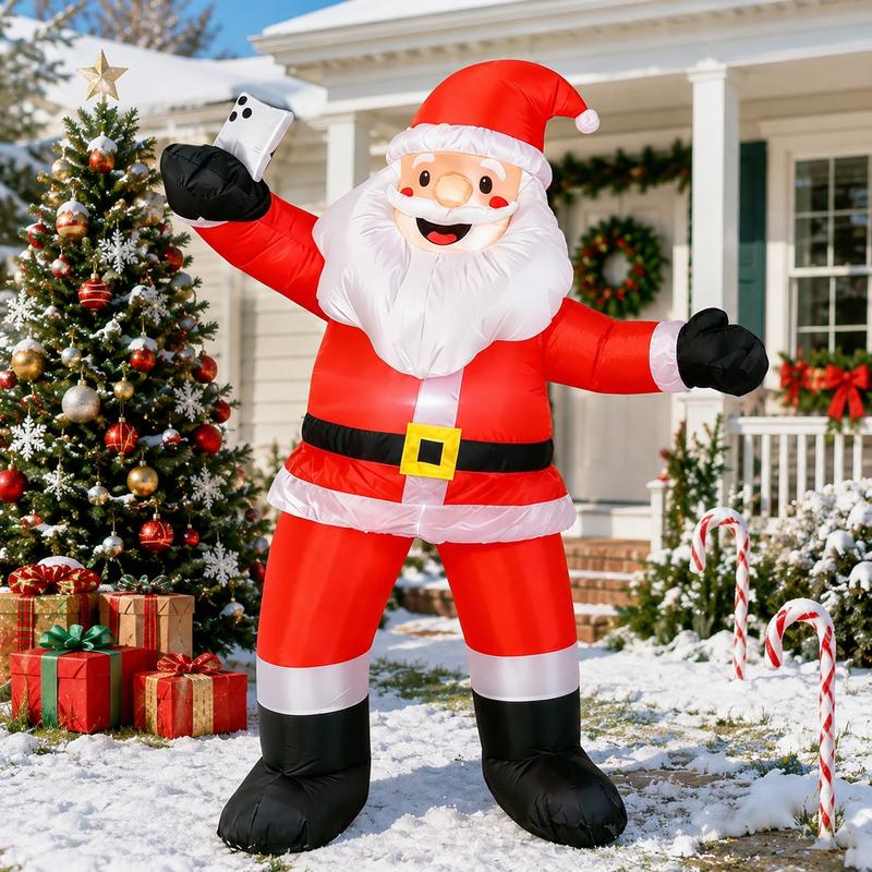Papá Noel Inflable 2.1M, Diseño Selfie con Luces LED, Decoración Navideña Grande para Jardín, Exterior y Centro Comercial