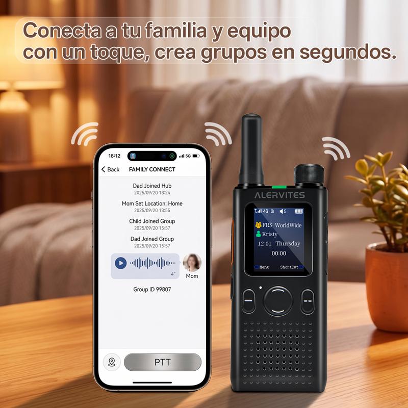 (FABRICADO POR BAOFENG)AT1 Walkie Talkie PoC 4G con app móvil gratuita de por vida. Comunicación privada de larga distancia, control en segundo plano, historial de chat encriptado y alcance de más de 5000 millas. Ideal para trabajo, seguridad, logística, 
