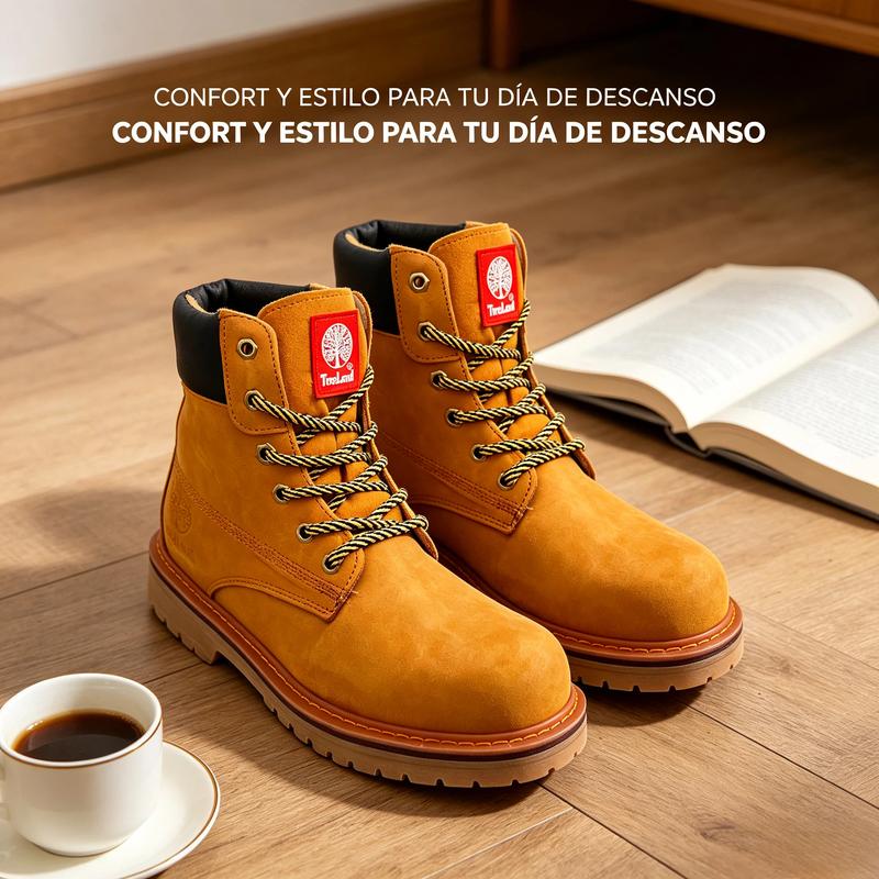 Botas Camperas Amarillas Estilo Resistente al Agua para Hombre y Mujer Suela Antideslizante para Trabajo y Senderismo Moda Urbana