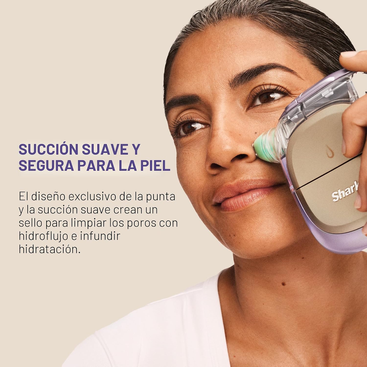 Shark FacialPro Glow en casa Sistema facial con tecnología hidráulica con terapia DePuffi caliente y frío - Dispositivo profesional de cuidado de la piel de spa para limpieza de poros, hidratación y