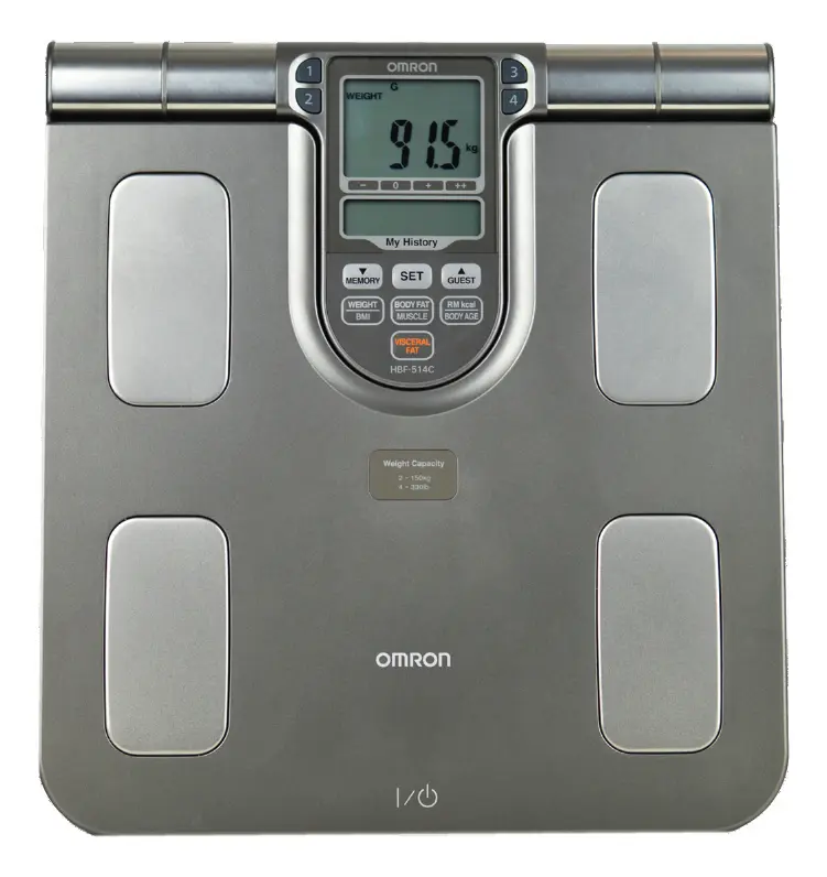 OMRON Báscula Digital de Composición Corporal HBF-514C – Analiza Grasa, Músculo, IMC y Metabolismo, 4 Usuarios + Invitado y Memoria de Seguimiento