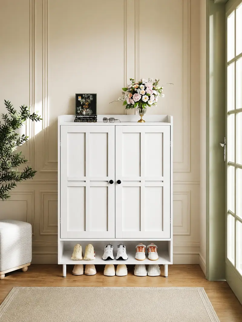 【Capacidad para 18-24 pares y estantes ajustables】Zapatero estilo granja ONBRILL de 7+1 niveles; mueble zapatero moderno de 45 pulgadas de alto con patas de metal; organizador de calzado para recibidor, entrada, sala de estar o dormitorio; regalo de Navid