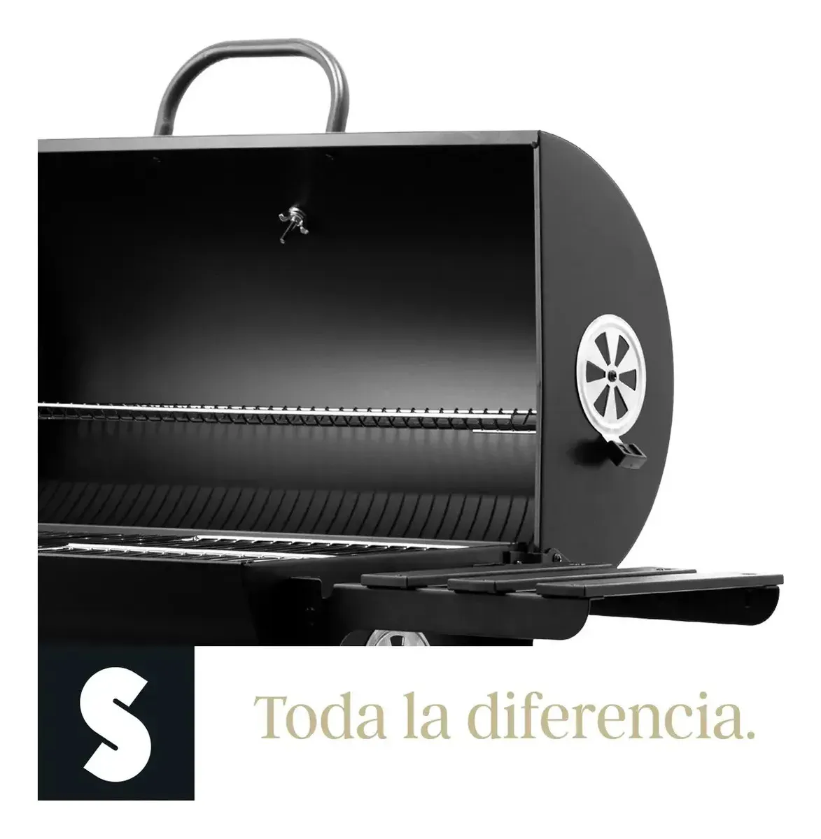 Parrilla Asador De Carbón Tipo Barril Con Ruedas Acero Inox Negro