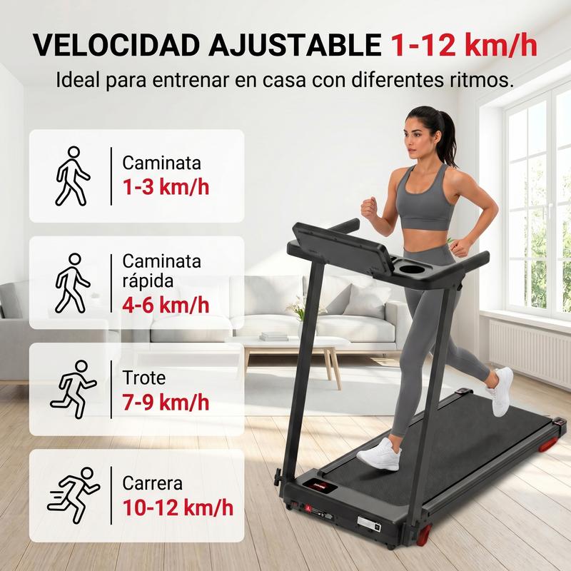 Caminadora Eléctrica GT8 Plegable 3.0HP, 1-12 km/h, Inclinación Manual 6°, Capacidad 160 kg, Pantalla LED, 12 Programas para Casa