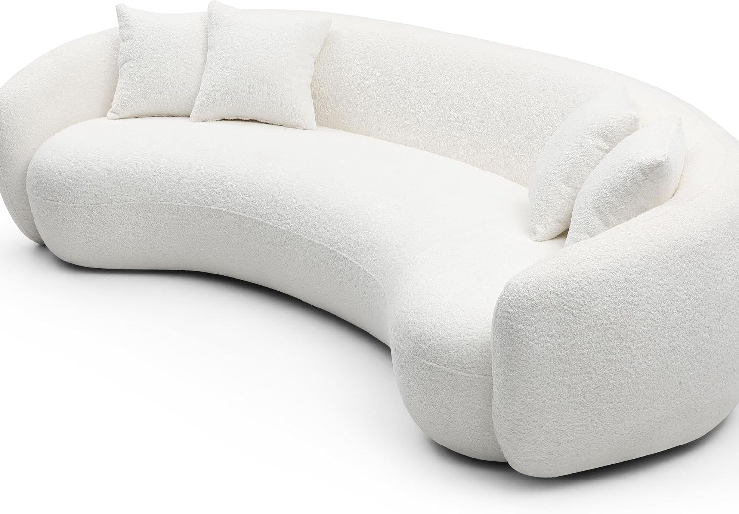 Sofá curvo moderno de 102.36 pulgadas, sofá minimalista de 5 asientos con marco de madera maciza y espuma de alta densidad, comodidad similar a una nube, sin montaje, sofá curvado de lujo