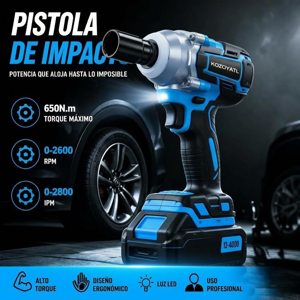 Kit de Herramientas Inalámbricas 4 en 1 Taladro, Rotomartillo, Esmeriladora, Pistola de Impacto Incluye 2 Baterías y Accesorios