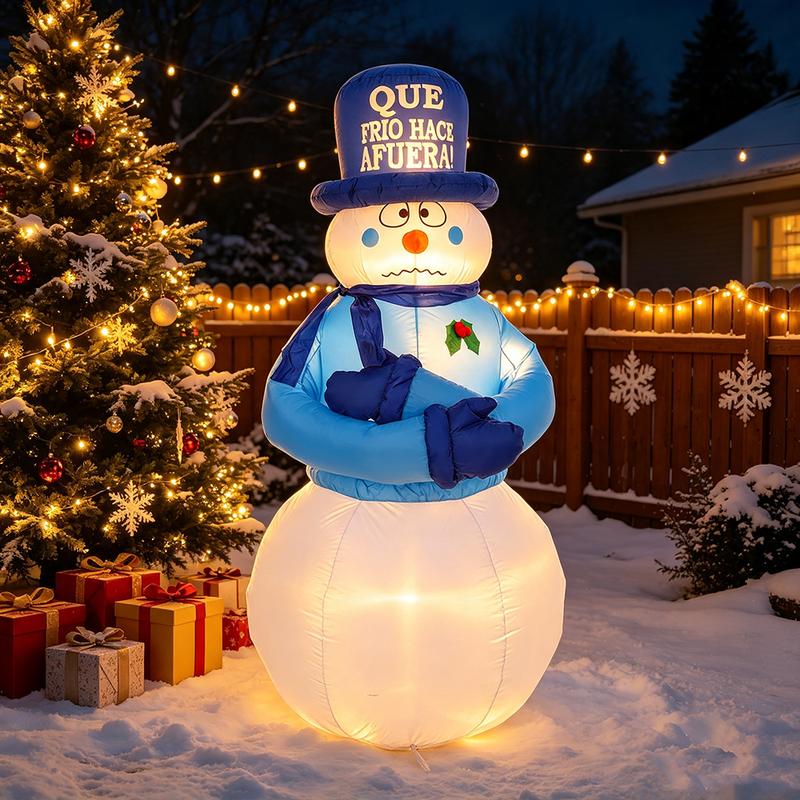 Inflables de Navidad 1.8m Muñeco de nieve navideño con movimiento | Adornos Inflables Navideños de Nieve Snowman, Luces LED Giratorias Coloridas, para Fiestas, Interiores, Jardín, Césped