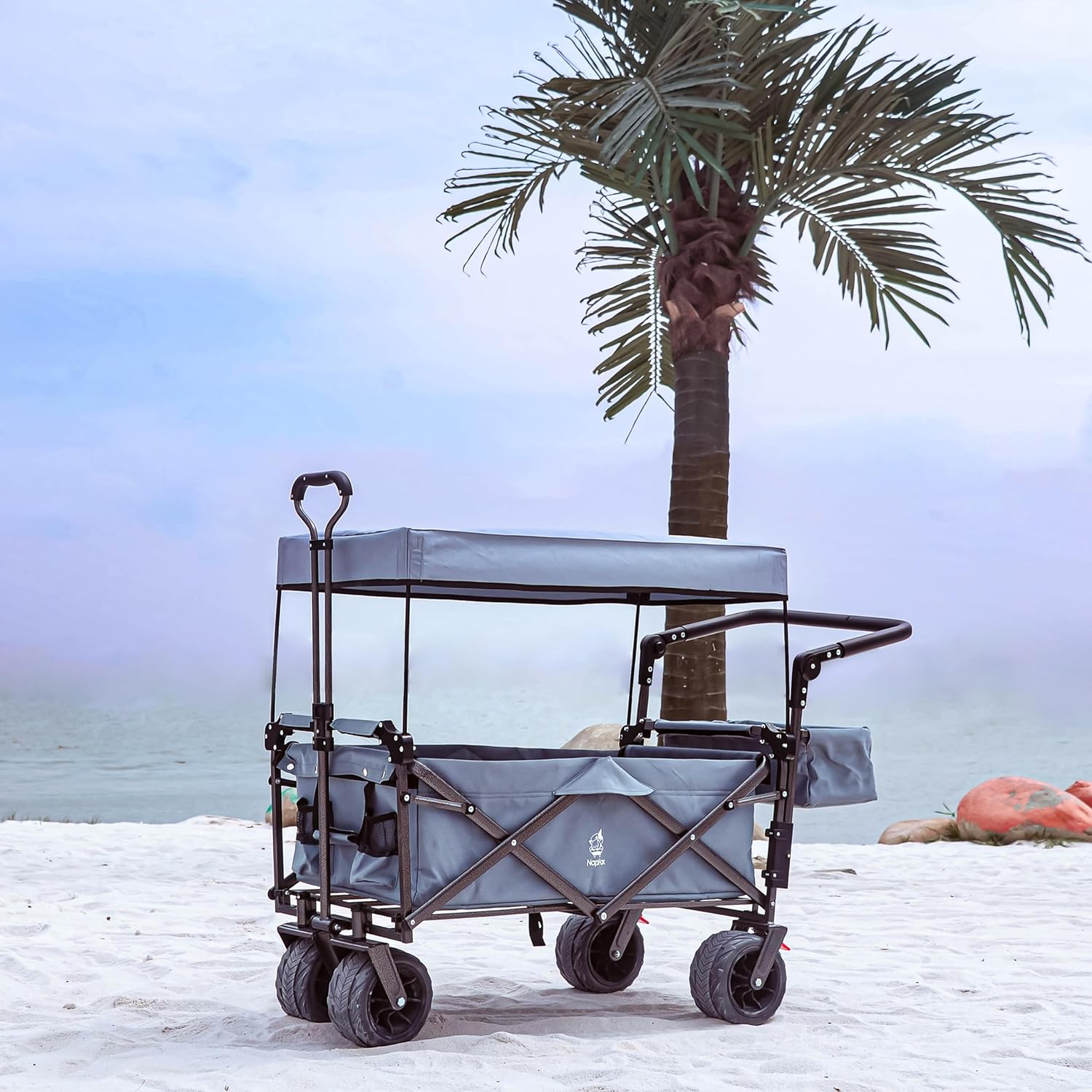 Bicicleta plegable resistente con parte superior extraíble, ruedas grandes de 4 pulgadas, frenos, mango ajustable, bolsa refrigeradora para jardín y playa al aire libre