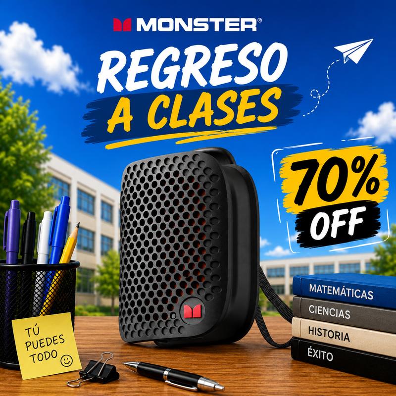 MONSTER altavoz Bluetooth portátil magnético, sonido estéreo Hi‑Fi con graves potentes, Bluetooth 6.0, emparejamiento estéreo TWS, resistente al agua IPX7, mini altavoz inalámbrico con batería de larga duración para viajes, camping, exteriores y fiestas -