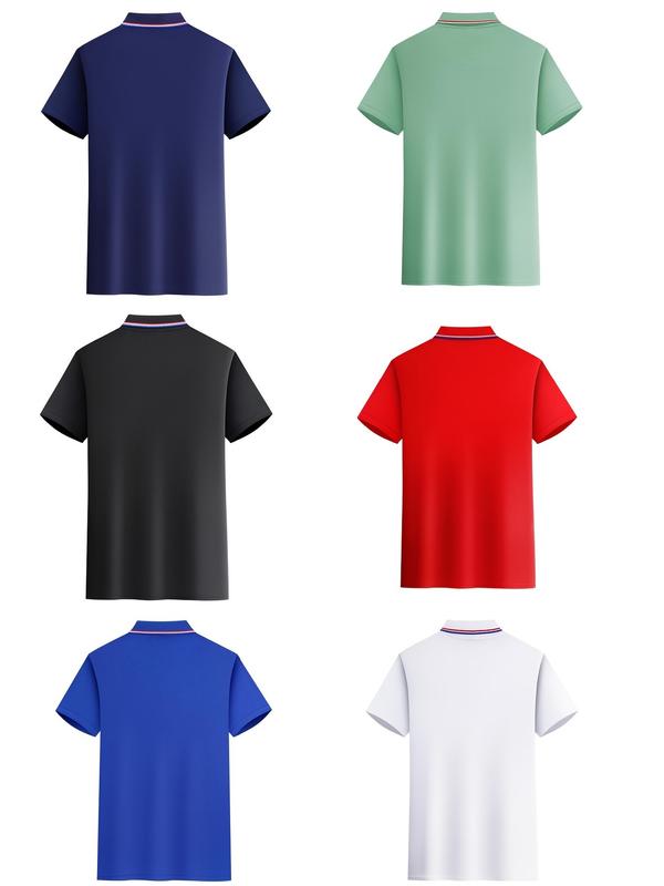 Conjunto de polos para hombre, ropa casual de hogar y moda, manga corta de color sólido con estampado de caballo, cuello contrastante, tejido transpirable, ideal para uso diario y golf
