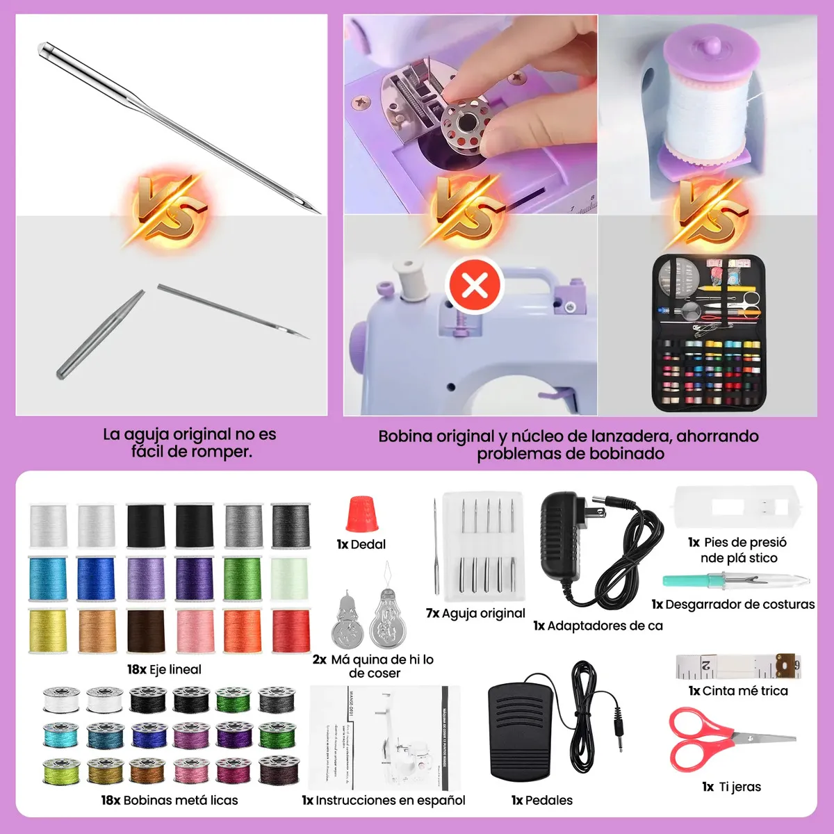 Máquina De Coser Eléctrica Portátil Mini Doméstica Multifuncional De 12 Agujas Kit Costura Y Pedal Luz Led Con Mesa De Expansión Wanse