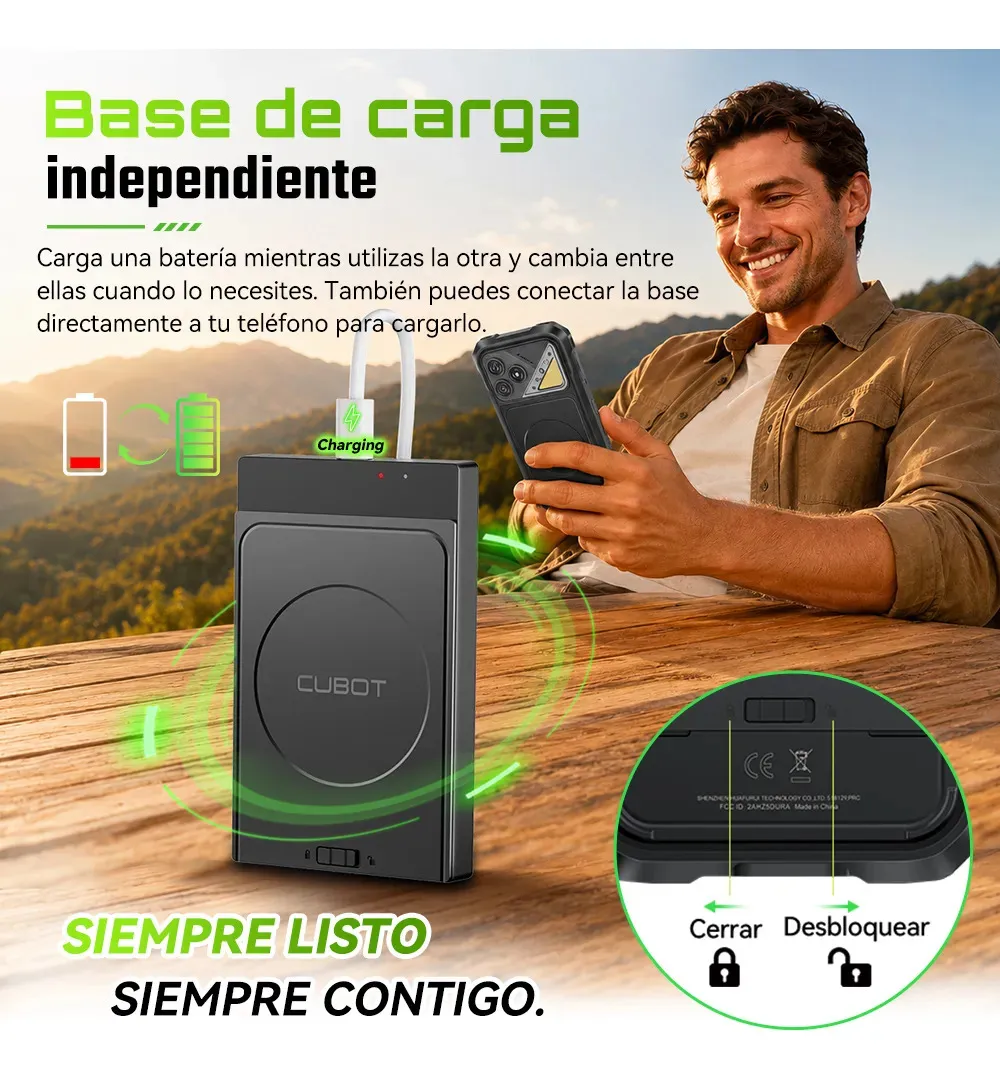 Cubot Kingkong Dura Robusto Dual Sim 256 Gb Negro 12 Gb Ram (ampliable Hasta 32 Gb) 2 Baterías Extraíbles de 5000 mAh + Cargador de Baterías Android 16