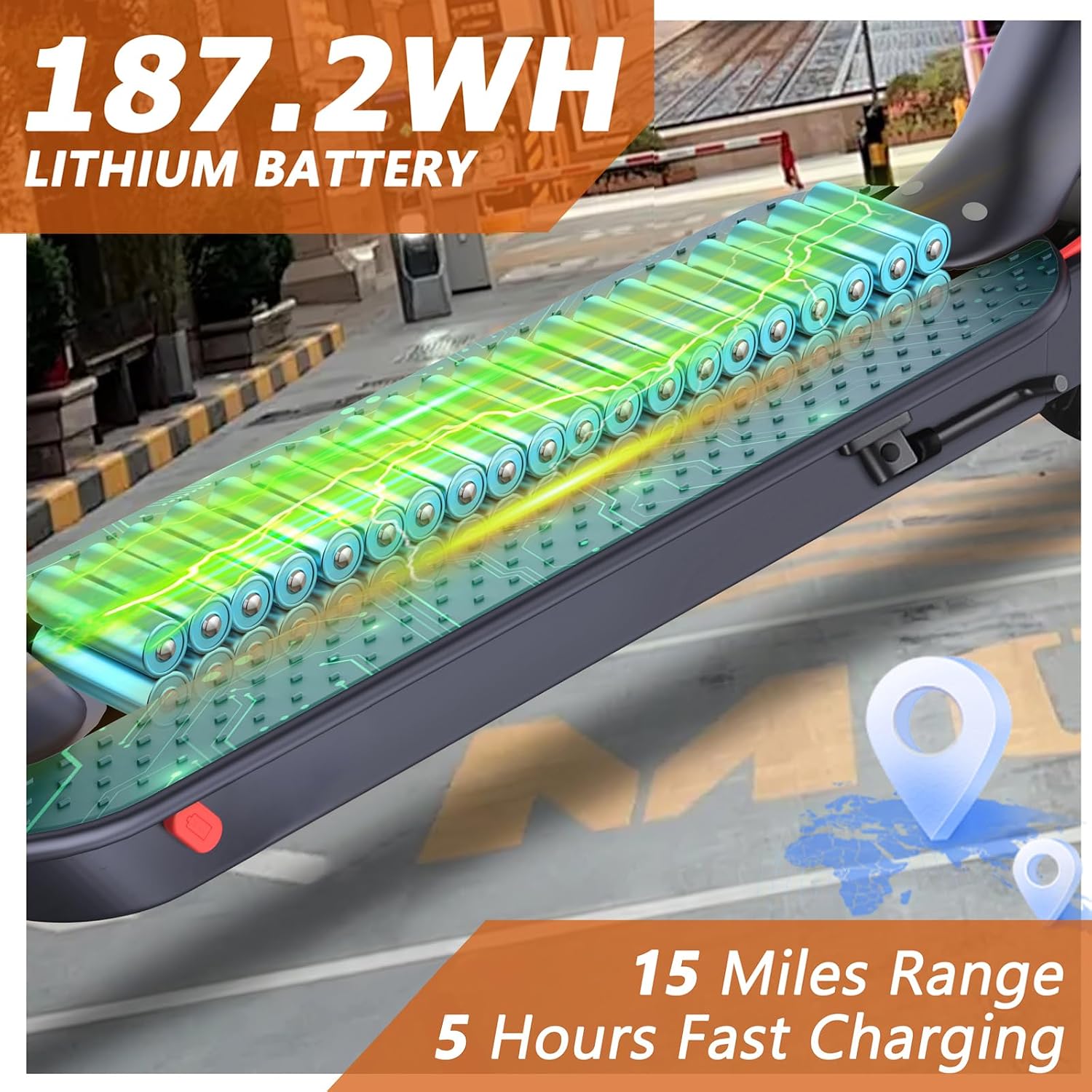 Scooter eléctrico Qlaway de 8,5 pulgadas para adultos: velocidad de 19/20 mph, motor de 350/500 W, batería de 187,2/288,6/444 Wh, autonomía de hasta 22 millas, diseño plegable, capacidad de carga de 265 libras y control por aplicación.