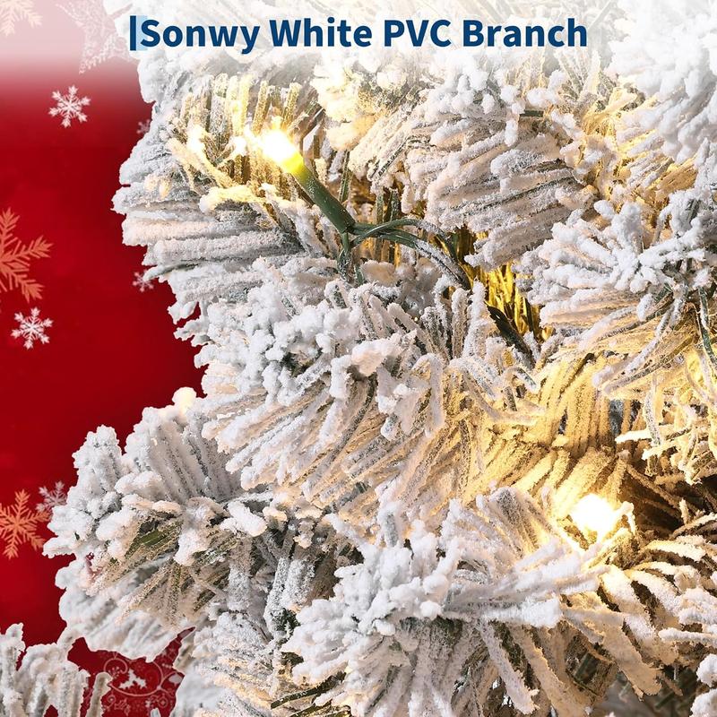 Árbol de Navidad artificial preiluminado de 2,28 m (7,5 pies), pino navideño con 450 LED blancos cálidos, 1050 puntas de ramas, árbol de Navidad de PVC puro con soporte de metal, fácil montaje - Decoración navideña para interiores, hogar, oficina, fiestas