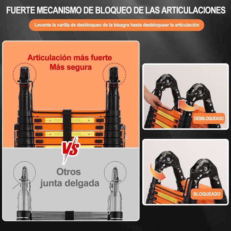 3.8M-5M Escalera Telescópica Tijera Aluminio (naranja/verde)