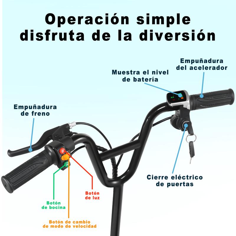 HONEY WHALE JL005 Scooter Eléctrico Infantil 18KM/H-350W-10KM-3.6AH-(MAX)Velocidad-Potencia-Autonomía-Capacidad de la Batería, Patin Eléctrico para Niños y Niñas con Asiento, Altavoz Bluetooth HONEYWHALE