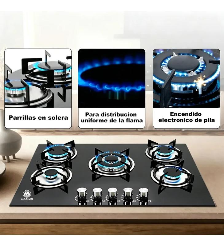 Combo Parrilla Empotrable A Gas Y Campana Pared Color Negro