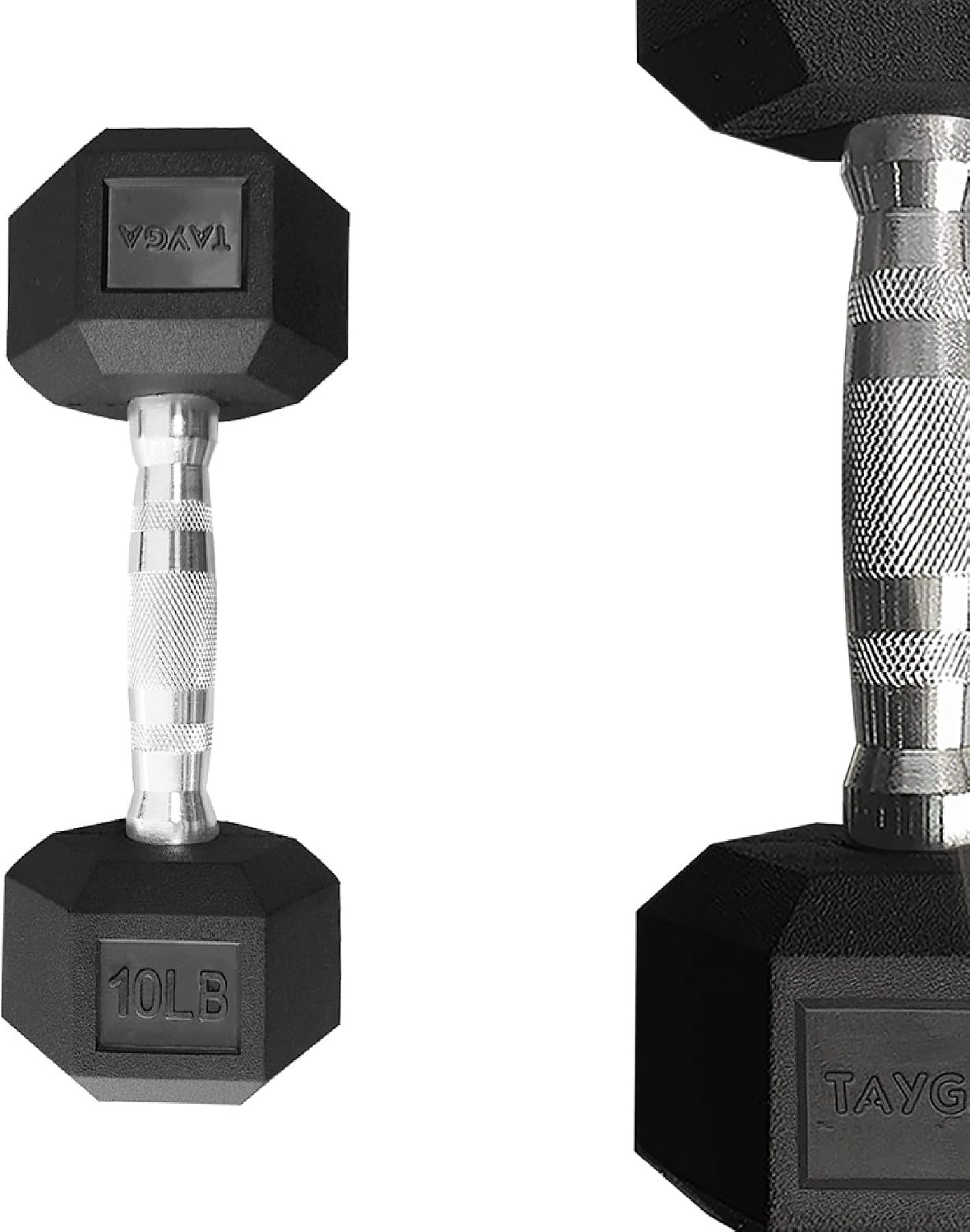 Tayga Set de 5 Pares de Mancuerna Hexagonales de 5, 10, 15, 20, 25 LB con Rack