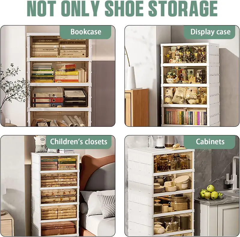 🥿9-Tier Foldable Plastic Shoe Rack Organizer - Multilayer Display, Closet Storage System Solution for 18 Pairs, Collapsible Stackable Design, Magnetic, Easy Installation, Fold for Tiny Spaces, Compact Home Storage