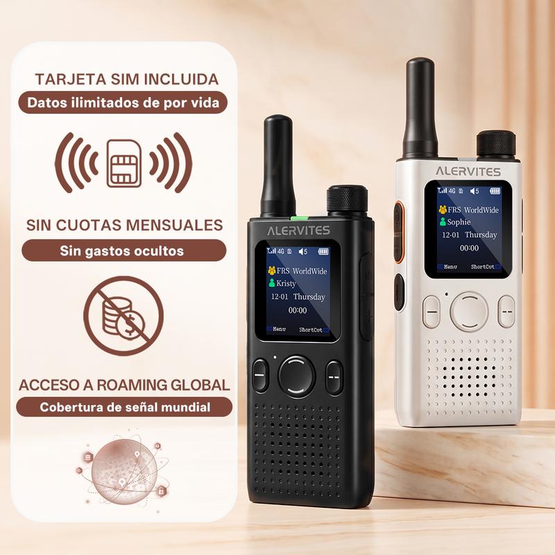 (FABRICADO POR BAOFENG) AT1 Walkie Talkie PoC 4G con app móvil gratuita de por vida. Comunicación privada de larga distancia, control en segundo plano, historial de chat encriptado y alcance de más de 10,000 millas. Ideal para trabajo, seguridad, logístic