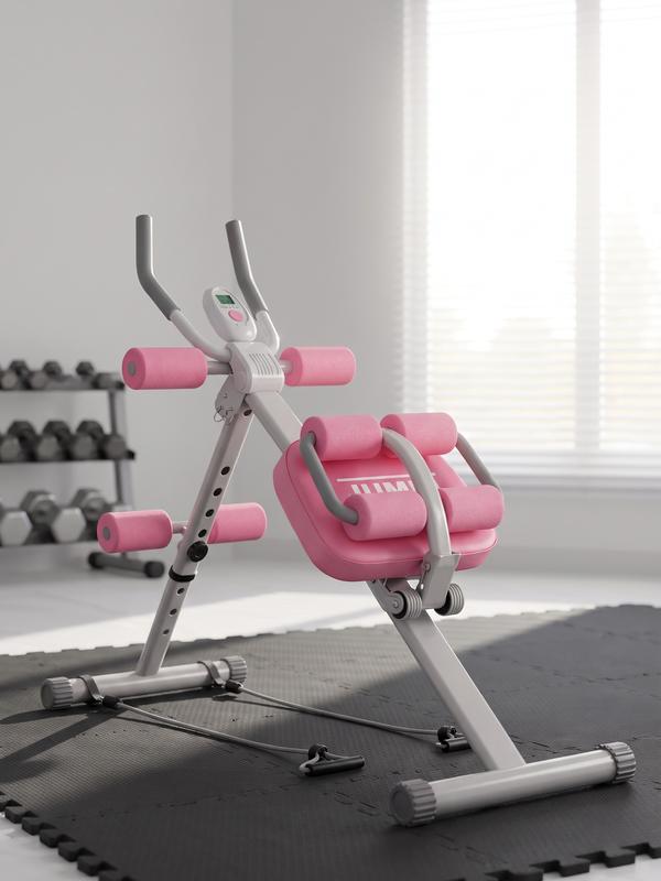 Máquina de Ejercicio Abdominal 6 en 1 con Pantalla LCD y Amortiguación Lumbar para Casa, Plegable en 3 Segundos, Carga Máx. 200kg, Ideal para Sobrepeso y Principiantes