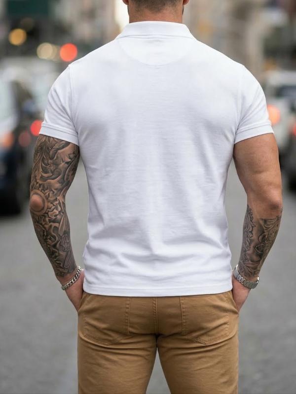 MODA MANIA Playera Camiseta Polo Básica Slim Fit de Algodón Acanalado Transpirable Estilo 'Old Money' Casual de Negocios para Verano y Diario