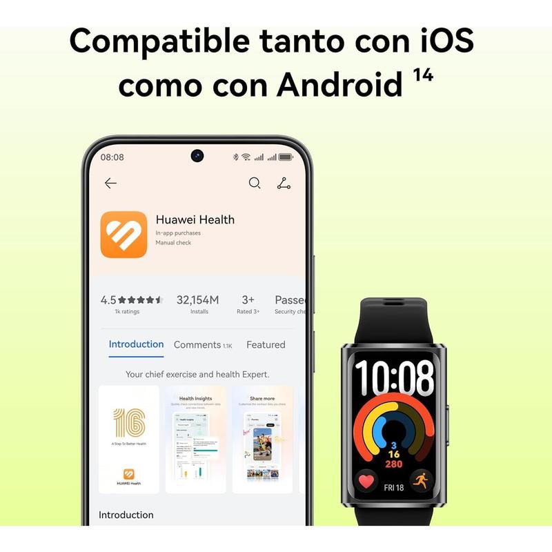 HW Band 11 Pro Smartwatch con GPS, Caja de Aleación de Aluminio, Gran Pantalla de 1.62", Frecuencia Cardíaca y SPO₂, Nuevo Monitoreo de Sueño, Bienestar Emocional, Android & iOS, Azul