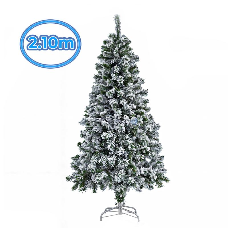Árbol de Navidad Artificial Verde Nevado con Base Metálica 1.50m, 1.80m y 2.10m