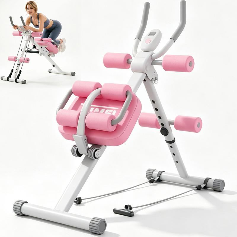 Máquina de Ejercicio Abdominal 6 en 1 con Pantalla LCD y Amortiguación Lumbar para Casa, Plegable en 3 Segundos, Carga Máx. 200kg, Ideal para Sobrepeso y Principiantes