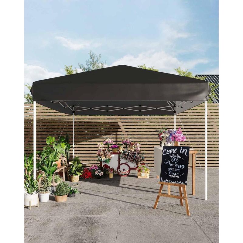 Carpa plegable pop-up 3x3 m (10x10 ft) con montaje rápido por botón - 3 alturas ajustables - 4 sacos de arena + pared lateral + bolsa con ruedas, Blanco/Azul/Verde