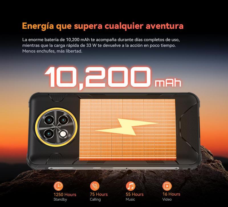 Cubot KingKong ACE5, Robusto Smartphone Android 16, 20 GB de RAM (8GB + 12GB ampliables), 256 GB de ROM, batería de 10200 mAh, pantalla de 6,745" y 120 Hz, cámara de 48MP, NFC, luz de anillo oculta. 4G móviles ofertas  A