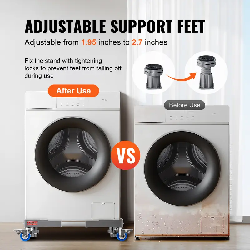 Base Universal VEVOR para Electrodomésticos (181 kg / 400 lb), Ruedas con Freno, Ajustable 16‑27 pulgadas, para Lavadora y Refrigerador