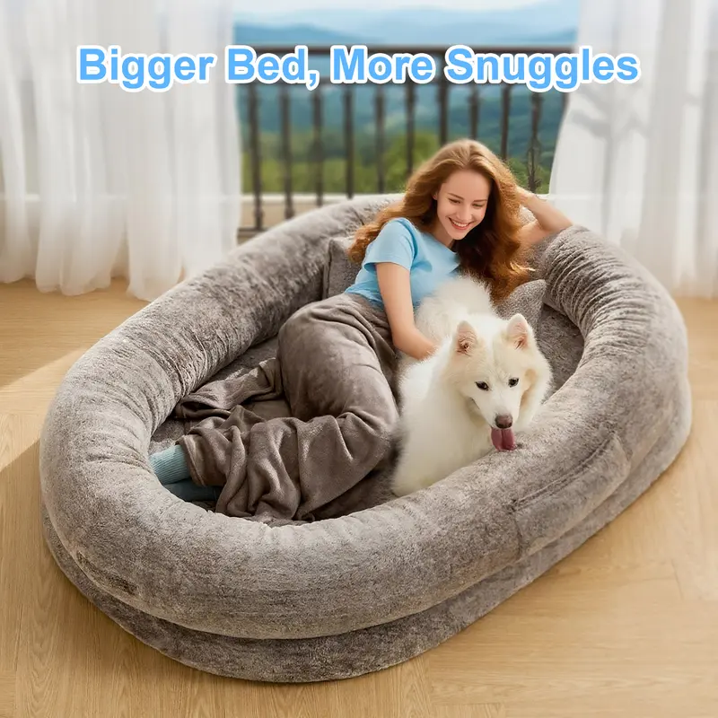 Cama ortopédica para perros 68"x35"x14", sofá tumbona de piel sintética para todo clima, incluye almohada y manta. Lavable y resistente, alivia dolor articular, ideal para perros de más de 80 libras, excelente regalo para amantes de mascotas.