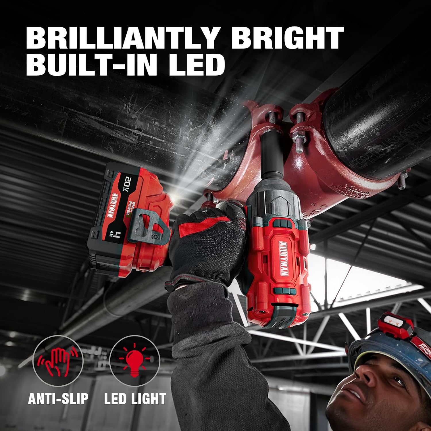 Llave de impacto inalámbrica Alloyman de 1500 pies-libra (2000 N·m) y alto par de 1/2 pulgada