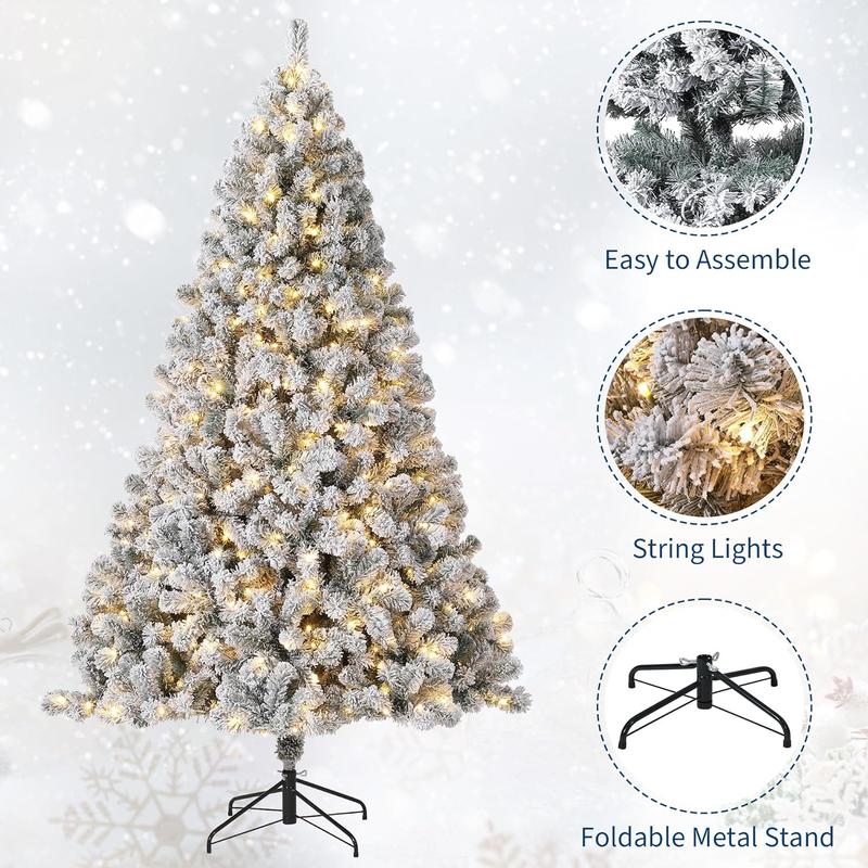 Árbol de Navidad artificial preiluminado de 2,28 m (7,5 pies), pino navideño con 450 LED blancos cálidos, 1050 puntas de ramas, árbol de Navidad de PVC puro con soporte de metal, fácil montaje - Decoración navideña para interiores, hogar, oficina, fiestas