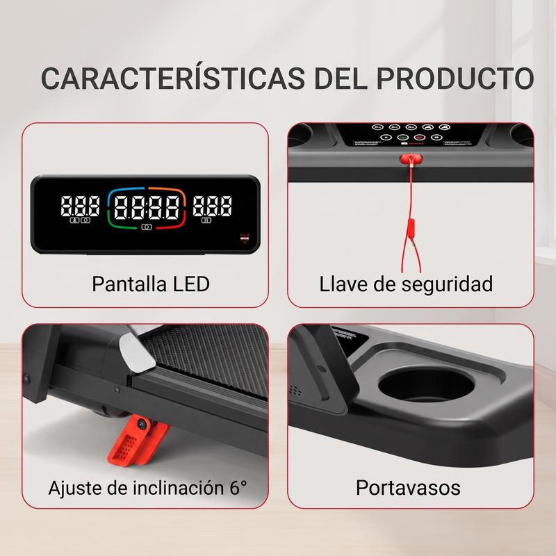 Caminadora Eléctrica GT8 Plegable 3.0HP, 1-12 km/h, Inclinación Manual 6°, Capacidad 160 kg, Pantalla LED, 12 Programas para Casa