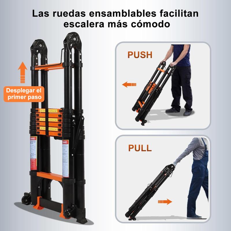 3.8M-5M Escalera Telescópica Tijera Aluminio (naranja/verde)
