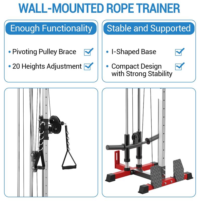 montaje en pared Máquina de cable,Doble cruce de cables Pulley Máquina,Máquina desplegable LAT con sistema de Pulley ajustable con 20 Ajustes de altura para el entrenamiento completo de fuerza corporal