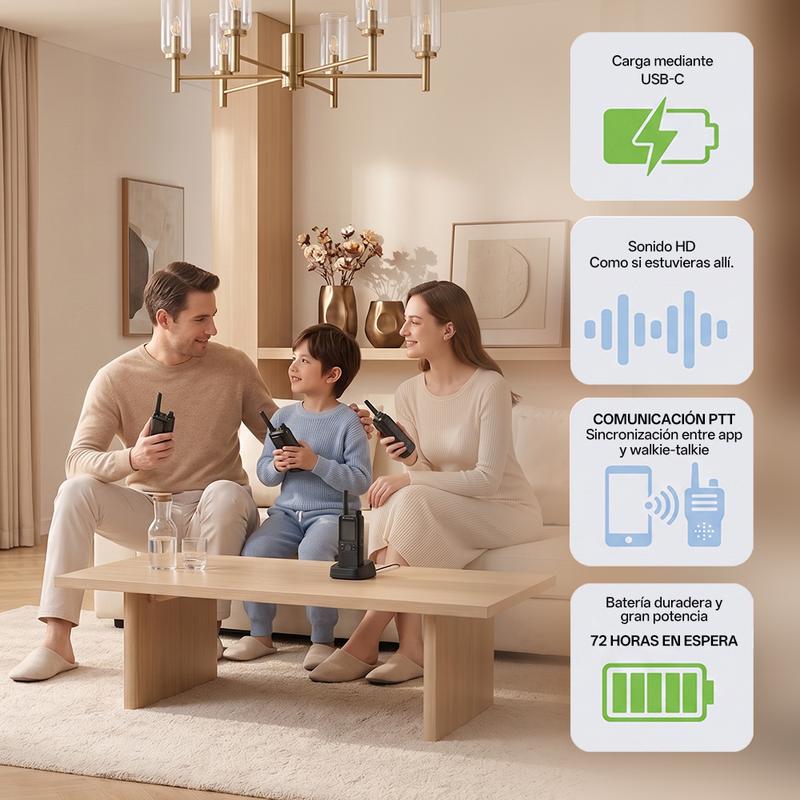 (FABRICADO POR BAOFENG) AT1 Walkie Talkie PoC 4G con app móvil gratuita de por vida. Comunicación privada de larga distancia, control en segundo plano, historial de chat encriptado y alcance de más de 10,000 millas. Ideal para trabajo, seguridad, logístic