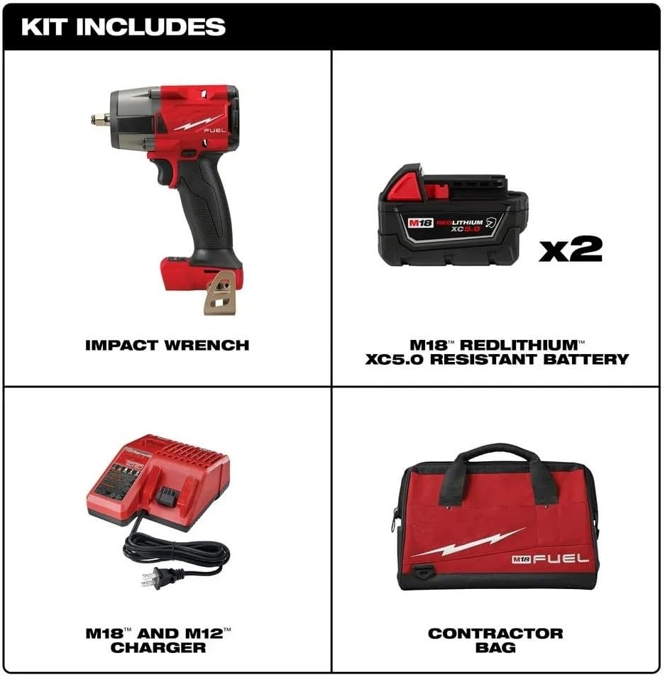 Nuevo kit de llave de impacto de par medio Milwaukee M18 de 3/8" (modelo 2960-22R)