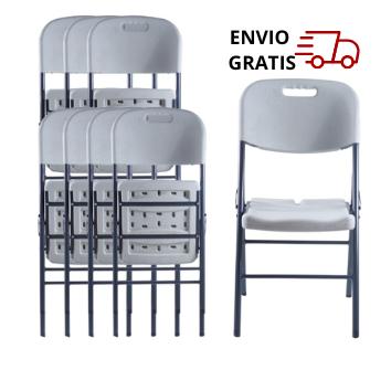 Envío GRATIS Paquete de 8 Sillas Plegables Blanca Color Blanco