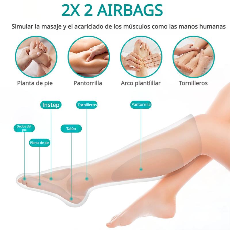 Nekteck Masajeador de piernas con compresión de aire para y relajación, máquina de masaje de pies y pantorrillas con control de mano, 2 modos, 3 intensidades