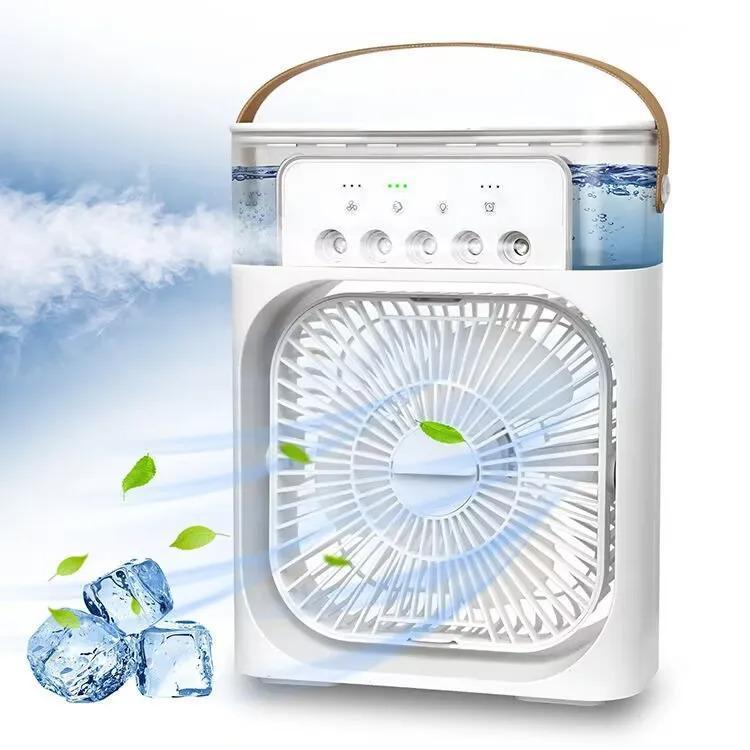 3 In 1 Air Conditioner Fan, Mini Evaporative Air Cooler with Night Light, Cooling Fan with 600ml Water Tank (Support Mobile Power Supply Used Together)
