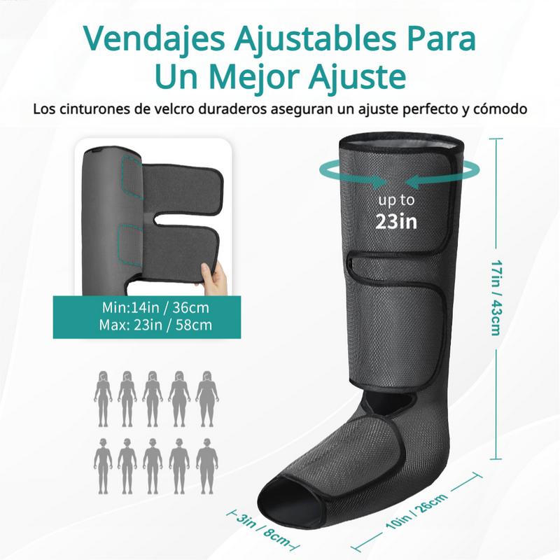 Nekteck Masajeador de piernas con compresión de aire para y relajación, máquina de masaje de pies y pantorrillas con control de mano, 2 modos, 3 intensidades