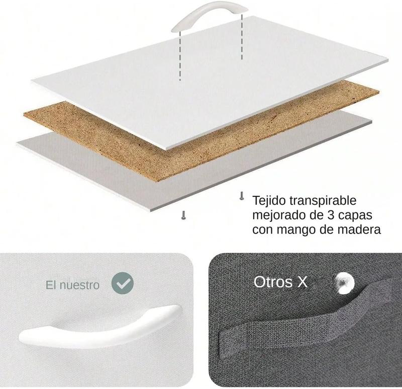 Cómoda Alta de 9 Cajones para Recámara y Closet, Mueble Organizador de Ropa y Juguetero para Bebé, Cajonera de Tela con Estante de Madera, Torre de Almacenamiento Vertical (Blanco)