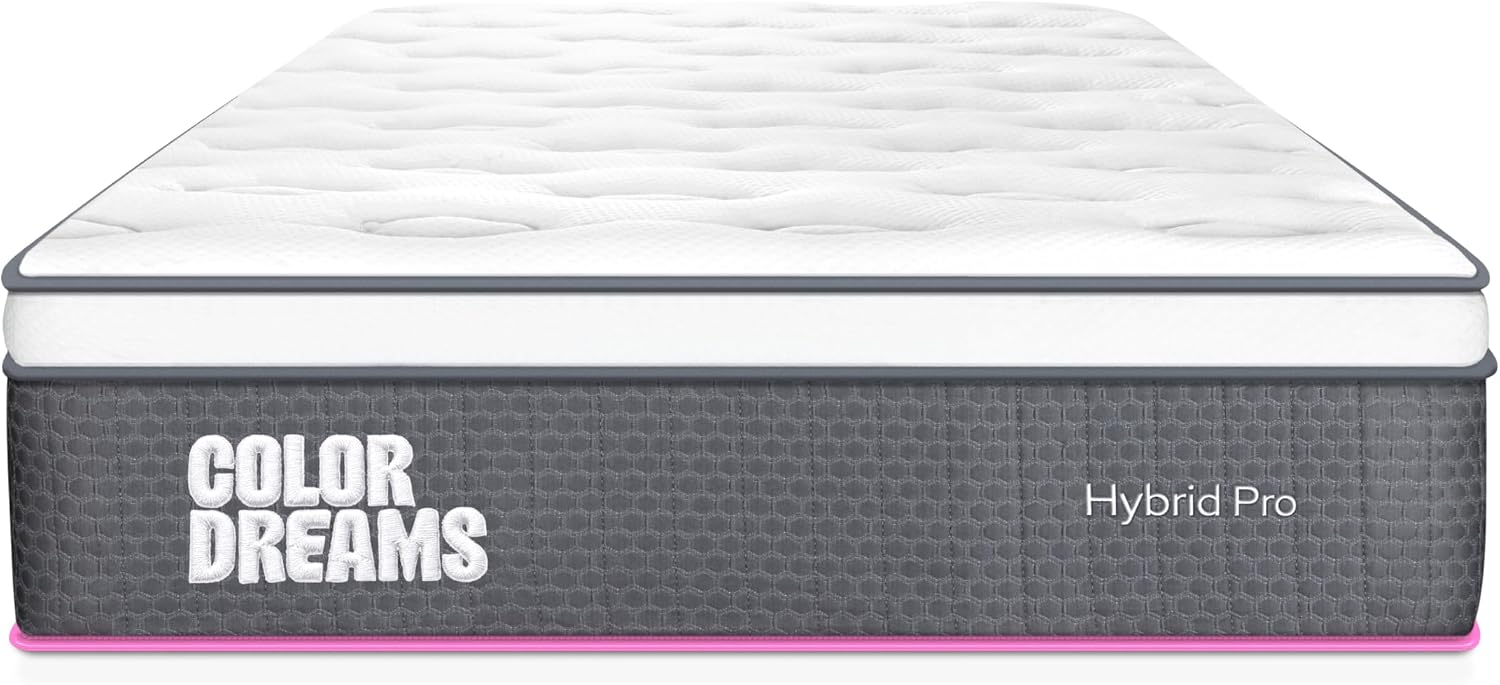 COLORDREAMS Colchón King Pro Hybrid 28 cm | Híbrido Pocket Coil + Memory Foam con Eurotop | Firmeza Media | Hipoalergénico y antiácaros | 200x190 cm | Colchones en Caja | 5 años de garantía