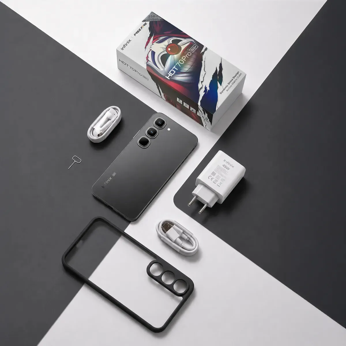 Infinix HOT 70 Pro 8GB+256GB 5G Celular Desbloqueado MediaTek Dimensity 7100 45W+5600mAh NFC Incluye Smartwatch XWATCH H4 | Color Negro