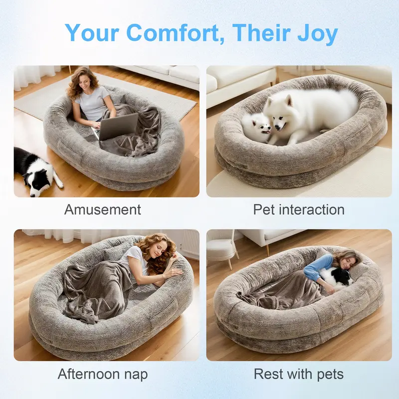 Cama ortopédica para perros 68"x35"x14", sofá tumbona de piel sintética para todo clima, incluye almohada y manta. Lavable y resistente, alivia dolor articular, ideal para perros de más de 80 libras, excelente regalo para amantes de mascotas.